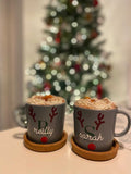 Personalised DIY Set Of 2 Create Reindeer Initial Name Christmas Cup Latte Coffee Glass Sticker Labels