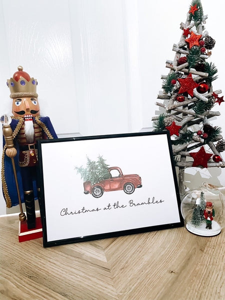 Christmas At The Surname Truck Winter Christmas Seasonal Wall Home Decor Print