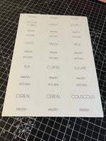 Basic Pantry Waterproof White Sticker Bundle Fine Font - 6.35cm x 7.2cm / 12 Labels