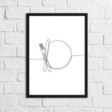 Knife Fork Plate Simple Line Work Kitchen Wall Decor Print