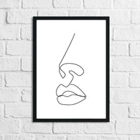 Lips Nose Simple Line Work Bedroom Wall Decor Print