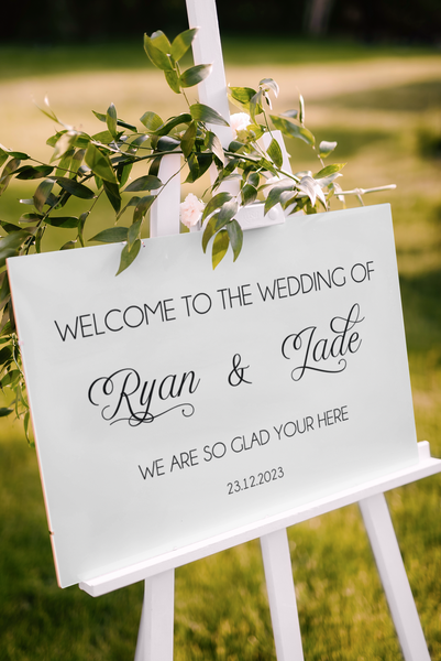 Custom Wedding Vinyl Fancy Decal - Personalised Wedding Sign Vinyl Decal - Assorted Sizes & Colours