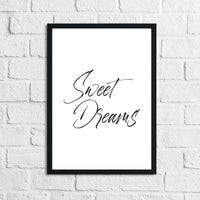 Sweet Dreams Bedroom Decor Simple Print