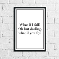 What If I Fall? Children's Room Quote Wall Decor Print (Font/Border Colour Editable)